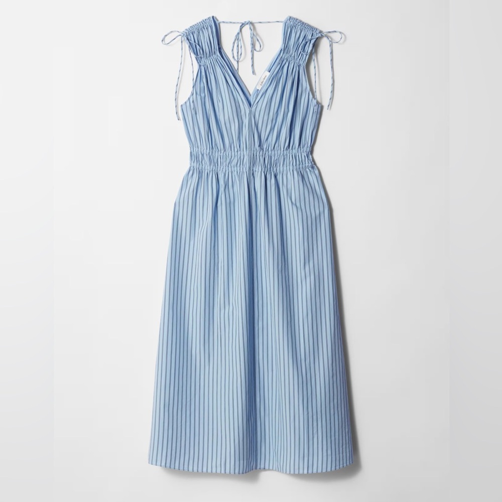 & Other Stories Striped Midi Dress with Tie Details - Picture 4 of 4